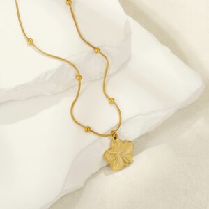 Stainless Steel Hawaiian Sexy Tropical Flower Snake Chain Pendant Necklace