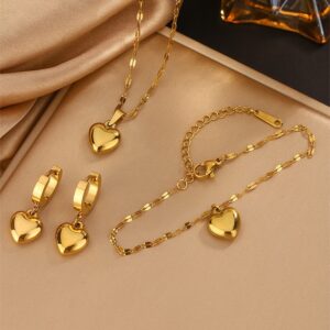 18K Gold Plated, Heart-shaped Fairy Style Jewelry Set