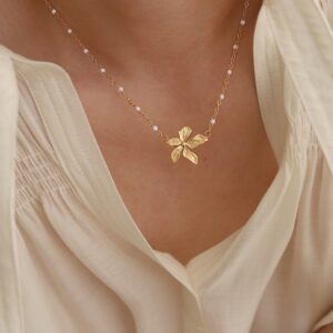 18K Gold Plated Plating  Lady Flower Pendant Necklace