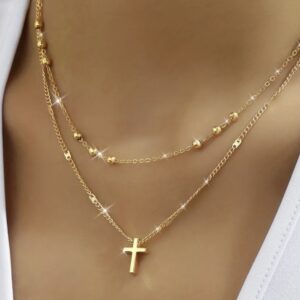 Retro Classic Style Cross Alloy Cable Chain Layered
Necklaces