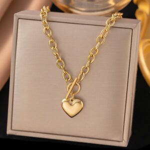 18K Gold Plated Pendant Necklace Elegant Sexy Simple Style Heart Shape