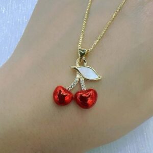 14K Gold Plated Plating cherry Shaped Chain
Pendant Necklace