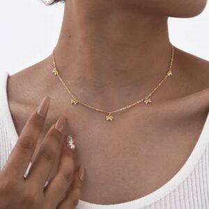 18K Gold Plated Sweet Bow Knot Necklace