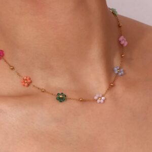 18K Gold Plated Necklace Simple Style Flower